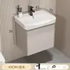 Conjunto de Gabinete de Tocador con Lavabo Integrado, Gabinete de Baño, Puerta de Panal de Aluminio Espacial Color Crema