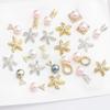Nuevo fabricante de accesorios de bricolaje para joyería de uñas de aleación japonesa con cuentas de cara rosa y estrella, taladro grande para uñas