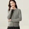 Cardigan de Tricô de Caxemira Novo Outono 2026 para Mulheres, Peça de Roupa de Manga Longa, Suéter de Tricô, Cor Sólida, Jaqueta Externa Fina