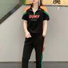 Traje Deportivo Casual para Mujer Verano Nuevo Transfronterizo Talla Grande Moderno Color en Contraste Reductor de Edad Pantalón de Manga Corta Conjunto de Dos Piezas