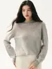 Suéter de cachemira para mujer con diseño hueco de borde festoneado, elegante y favorecedor, perfecto como capa base, top de punto casual