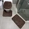 Tapete de Banheiro Absorvente de Água Flanela Antiderrapante para Banheiro Tapete de Vaso Sanitário em Formato U Conjunto para Vaso Sanitário Lavatório Secagem Rápida