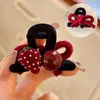 Pinza para el Cabello con Lazo Rojo Terciopelo y Fresas Pinza Dulce de Princesa para Niñas Pinza Pequeña para Flequillo y Lados