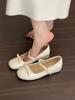Sapatos Mary Jane Prata Franceses com Elevação Interna Sapatos Femininos 2025 Nova Primavera Laço com Saia Sapatos de Festa
