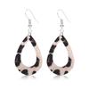 Pendientes Populares de Amazon de Cuero PU de Doble Cara con Estampado de Leopardo, Pendientes de Cuero Huecos en Forma de Gota de Agua para Mujer