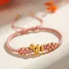 2025 Año del Serpiente Benmingnian Cuerda de Mano Plata 999 Serpiente Xiaofu Tejido a Mano Nudo Flor de Durazno Pulsera de Cuerda Roja para Mujeres Pareja