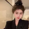 Novo estilo coreano tecido plissado faixa de cabelo de intestino grosso grande feminina retro francês elástico feminino corda para prender cabelo simples acessório de cabelo versátil