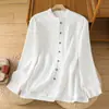 Toma real 2026 Primavera/Otoño Nuevo Lino de Algodón Estilo Zen Ropa Exterior Nuevo Estilo Chino Top Artístico Cuello Alto Chaqueta Camisa de Manga Larga