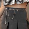 Cadena de cintura de metal estilo punk retro para mujer, cadena de cintura de estilo étnico moderno con diamantes tallados, cinturón fino
