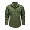 Camisa de Manga Longa para Trabalho Masculina Primavera Outono Casual ao Ar Livre Gola Lapela Cor Sólida Secagem Rápida Camisa Fina Tamanho Grande Jaqueta