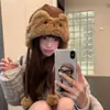Gorro Lei Feng de Suede Grueso Peludo con Orejas de Conejo, Gorro de Invierno Lindo con Orejas de Conejo para Proteger los Oídos, Gorro de Punto para Cabeza Grande