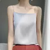 2025 Camisola Feminina Branca Costas Bonitas Seda de Ácido Acético Top Cetim Conjunto de Verão Camisa Base de Imitação