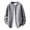 Nuevo Cárdigan de Punto Clásico Versátil Casual para Hombre con Diseño de Botones Turquesa Bordado Engrosado Otoño e Invierno