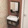 Gabinete de Baño de Vidrio con Puerta, Aluminio Montado en Pared, Ahorrador de Espacio para Apartamentos Pequeños, Borde Estrecho, Gabinete para Lavabo de Balcón de Baño, Gabinete con Espejo de Tocador