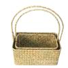 004L+M Juego de Dos Cestas de Almacenamiento Tejidas de Pasto Marino con Asas, Bolsas de Pasto Tejido para Repostería y Flores