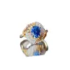 Anillo para Mujer de Moissanita de Corte Ovalado Colorida de 2 Quilates, Chapado en Oro Plata, Venta al por Mayor, Colorido, Nuevo Modelo Popular Europeo y Americano