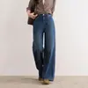 Pantalones anchos nuevos de otoño, de cintura alta, adelgazantes, pantalones anchos rectos de pierna ancha retro, versátiles, modernos y casuales, pantalones vaqueros