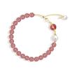Pulsera de plata 925 fresa Cristal diseño de nicho simple pulsera de perla de concha hebilla de seguridad pulsera de cristal rosa regalo para mujer
