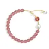 Pulsera de plata 925 fresa Cristal diseño de nicho simple pulsera de perla de concha hebilla de seguridad pulsera de cristal rosa regalo para mujer