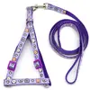 Correa para perro con estampado de dibujos animados de 1 cm de ancho, collar con campana para perro pequeño, arnés personalizado para gato, traje anti-pérdida