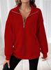 Outono 2024 Novo Simples Commuter Zipper Peito Aberto Design Lapela Bolso Solto Manga Longa Sweat Top para Mulheres
