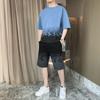 Traje de verano 2024, de seda fina, elegante, con camiseta de manga corta y pantalones cortos, ropa deportiva informal para hombre.
