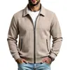 26 Cardigan de punto gofrado con cremallera y cuello solapa, ajuste slim, para hombre, de primavera y otoño, holgado, casual, transfronterizo