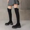 43 Botas altas de mujer británicas botas de caballero botas finas costura calcetines elásticos botas de tacón alto de comercio exterior otoño e invierno 33 algodón