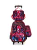 Mochila Escolar Transfronteiriça 3D Casca Dura Couro Concavo-Convexo Aluno do Ensino Fundamental Mochila de Rodinhas 5-12 Anos Desenho Animado Conjunto de Três Peças Mochila