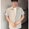 Camiseta de Verão Retro Americana com Zíper Manga Curta Falsa Duas Peças Gola Lapela Sensação Regular Ombro Meia Manga Camisa Polo Fina