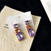 Brincos de diamante de vidro colorido embutido geométrico simples Lugong Europa e Estados Unidos brincos longos Joker de moda de nicho feminino atacado
