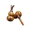 Palo de Azufaifo Golpeado por el Rayo Colgante en Forma de Calabaza Espada Adorno Tallado a Mano con Motivo de Flor Morada, Accesorio para la Buena Fortuna y la Prosperidad