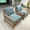 Sofá de Teca para Exteriores Transfronterizo, Silla de Madera Maciza Retro para Patio Estilo Vintage, Casa de Huéspedes, Hotel, Terraza, Impermeable y Anticorrosión, Muebles