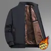 Jaqueta casual versátil de outono e inverno para homens, gola alta, forrada com fleece, corte slim, quente, com zíper, tamanho plus size, forrada com fleece e espessa