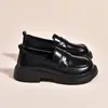 Zapatos Pequeños de Cuero Estilo Británico Niñas 2026 Nuevos Primavera/Otoño Plataforma Suela Gruesa Mary Janes Mocasines Zapatos Individuales Negros de Estudiante