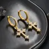 Brincos de Cruz para Homens, Brincos Clássicos Transfronteiriços da Amazon para Mulheres, Incrustados com Zircônia de Alta Qualidade, Brincos Europeus e Americanos da Moda