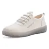Zapatos Blancos para Mujer 2026 Primavera y Verano Nuevo Estilo Zapatos de Maternidad para Madres, Zapatos Casuales de Cuero a la Moda, Zapatos Planos Versátiles y Cómodos