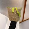 2024 Nueva Moda Moda Bolso de Hombro Verano Paja Bolso Pequeño Bolso Balde para Mujer Casual Tejido Bandolera Bolso para Mujer
