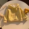 Moletom com Capuz Infantil Cor Sólida Solto Curto Estilo Primavera Outono Unissex Jaqueta Casual Infantil Doce Colorido Espesso Top
