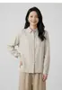Peça básica elegante e respirável para usar por cima e por baixo, camisa de linho para primavera e outono, camisa de manga longa, versátil, modelagem solta, adequada para o trabalho, tamanho único