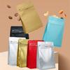 Bolsa de café tipo stand-up con sellado de ocho lados y válvula, Bolsa autosellante para envasado de granos de café, Bolsa de papel de aluminio con sellado de ocho lados auto-parante