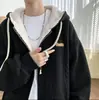 Abrigo de Lana de Cordero para Hombre Chaqueta de Algodón Forrada de Polar Invierno Holgada Casual Estilo Hong Kong Conjunto de Pareja Sudadera con Capucha para Adolescente Chaqueta