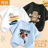 Camiseta de Manga Corta para Niños 2026 Nuevo Estilo de Verano para Niños Mayores, Fresca Camisa Superior de Algodón Puro de Manga Media Estilo Urbano