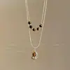 Colar Olho de Tigre Maillard Girassol Dourado Feminino Outono e Inverno Corrente de Suéter Empilhamento Retrô Acessórios de Nicho de Alto Padrão