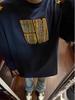 Suéter Bordado Americano Gola Redonda Masculino Inverno com Forro de Lã Espessado Gola Alta Sentido Adolescente Fita Marca de Moda Manga Longa Moda