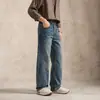 También Pantalones Largos Rectos de Pierna Ancha Desgastados Retro Americanos para Hombre Otoño Holgados Vintage Lavados con Caída