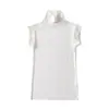 [Fabricante Original] Manga Curta Cintura Fina Fashion Slim Fit Cor Sólida Gola Alta Elegante Camada Base Top Camiseta