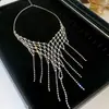 Colar de franja cravejado de diamantes, estilo corte vintage, corrente para clavícula estilo ins, moda europeia e americana, colar com design único e moderno para mulheres