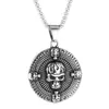 Collar con colgante redondo de calavera de acero de titanio personalizado estilo retro coreano y japonés, joyería de acero de titanio casual y de moda, superventas