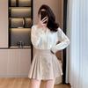 Foto Real de Nueva Camisa China de Manga Larga con Bordado y Falda Corta Plisada para Mujer, Conjunto de Dos Piezas Nueva Moda Primavera 2026